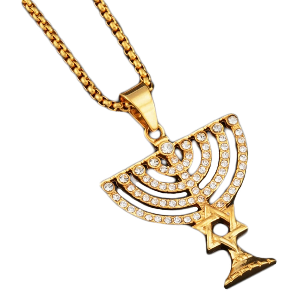 GUNGNEER David Star Menorah Necklace Hexagram Israel Jewelry Accessory For Men Women