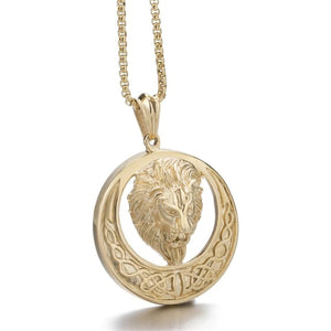 GUNGNEER Celtic Knot Lion Stainless Steel Trinity Pendant Necklace Jewelry