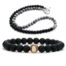 Load image into Gallery viewer, GUNGNEER Trendy Baseball Bead Necklace Stone Sports with Bracelet Jewelry Accessory Men Women