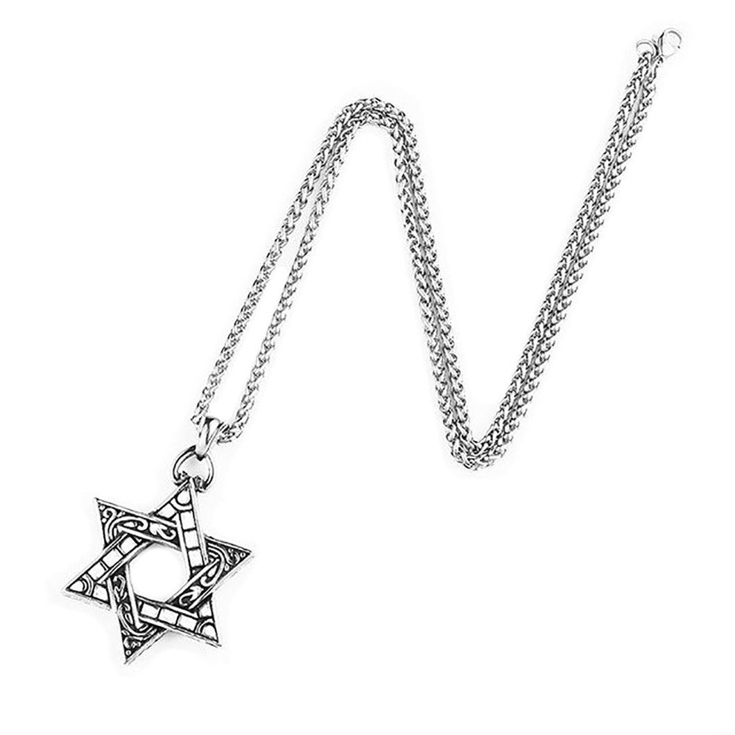 GUNGNEER Large David Star Pendant Necklace Jewish Occult Israel Jewelry Accessory For Men