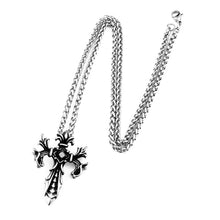 Load image into Gallery viewer, GUNGNEER Christian Cross Pendant Necklace Friar Ring Stainless Steel God Jewelry Outfit Set