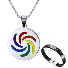 Load image into Gallery viewer, GUNGNEER Rainbow Pride Necklace Stainless Steel Gay Bracelet LGBT Jewelry Set Gift