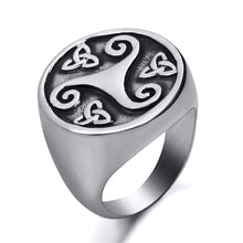 Load image into Gallery viewer, GUNGNEER Stainless Steel Celtic Knot Triskele Ring Amulet Jewelry Accessories for Men Women