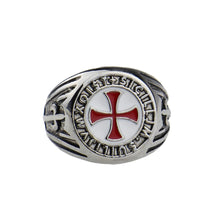 Load image into Gallery viewer, GUNGNEER Stainless Steel Knight Templar Red Cross Ring with Bracelet Jewelry Set Accessories