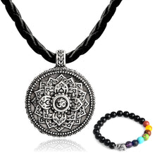 Load image into Gallery viewer, GUNGNEER Om Lotus Pendant Spiritual Necklace Beads Chakra Bracelet Jewelry Combo For Men Women