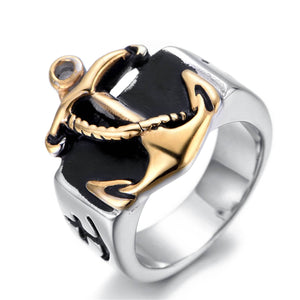 GUNGNEER Stainless Steel Army Navy Anchor Ring US Navy Jewelry Accessory Outfit For Men