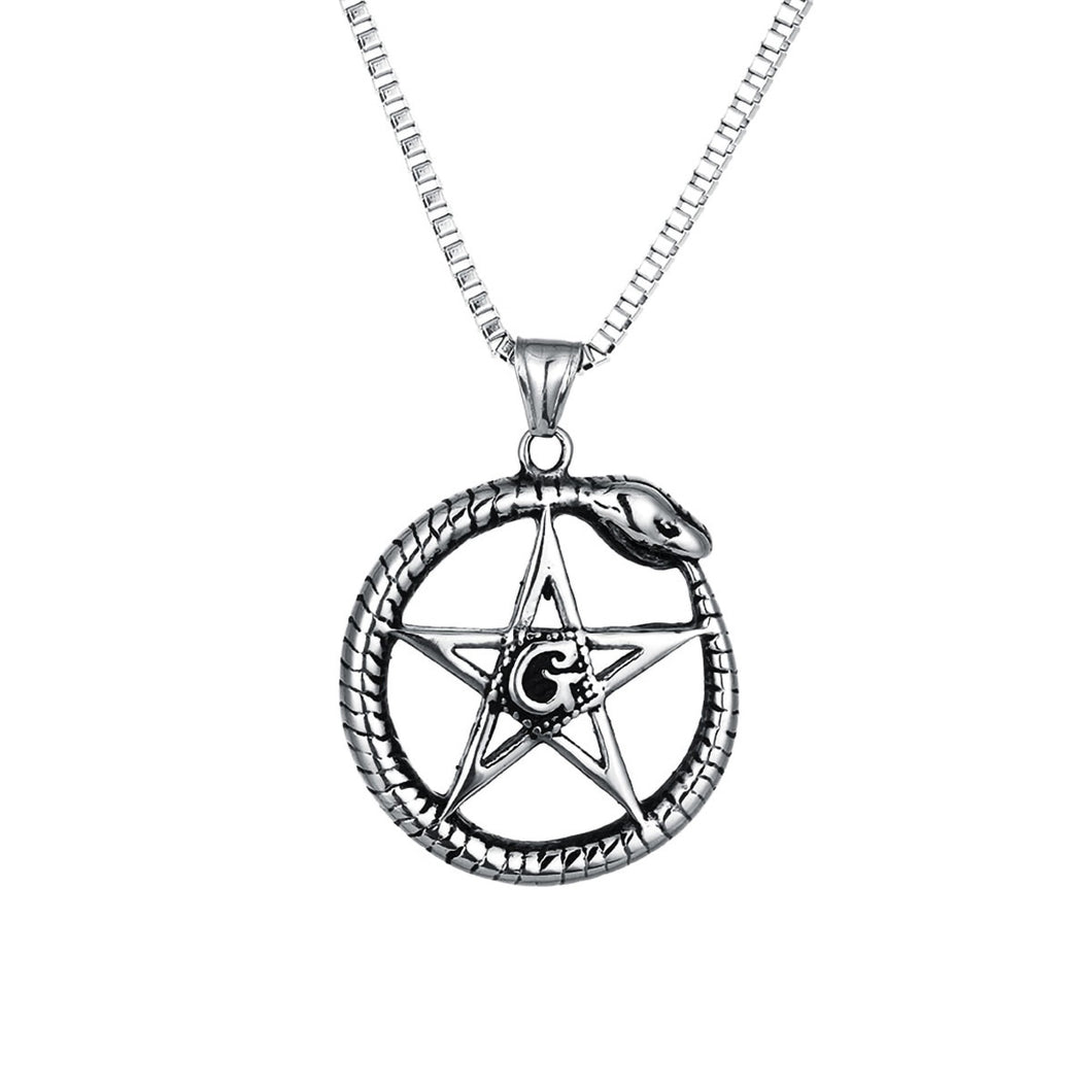 GUNGNEER Box Chain Masonic Necklace Freemason Pendant Accessories Jewelry For Men
