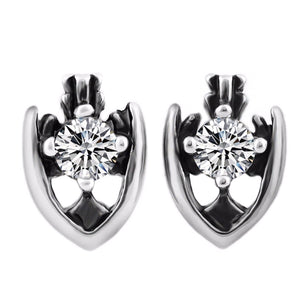 GUNGNEER Knight Templar Shield Stainless Steel Stud Earrings with Bracelet Jewelry Set