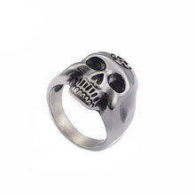 Load image into Gallery viewer, GUNGNEER Stainless Steel Skeleton Skull Ring Biker Punk Gothic Jewelry Accessories Men Women