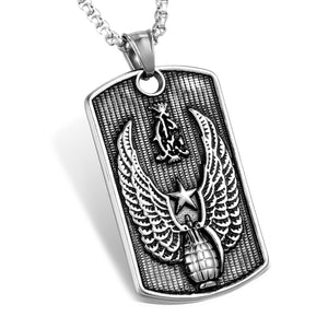 GUNGNEER US Army Logo Dog Tag Necklace Military Biker Jewelry Accessory For Men Women