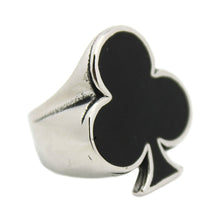 Load image into Gallery viewer, GUNGNEER Stainless Steel Black Cool Club Lucky Ring Playing Cards Poker Jewelry Men Women