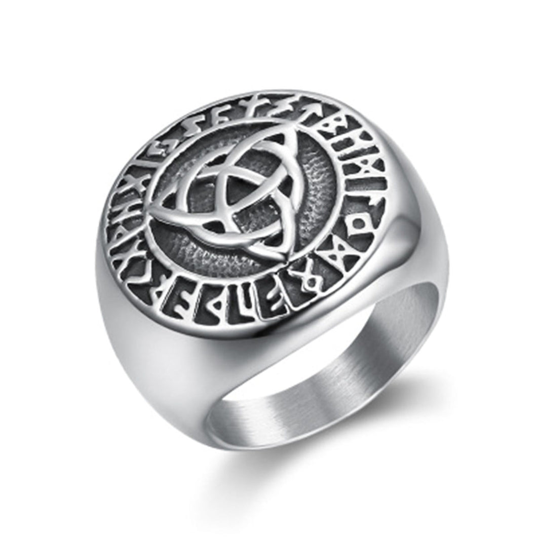 GUNGNEER Stainless Steel Irish Celtic Triquetra Trinity Knot Ring Jewelry Accessories Men Women