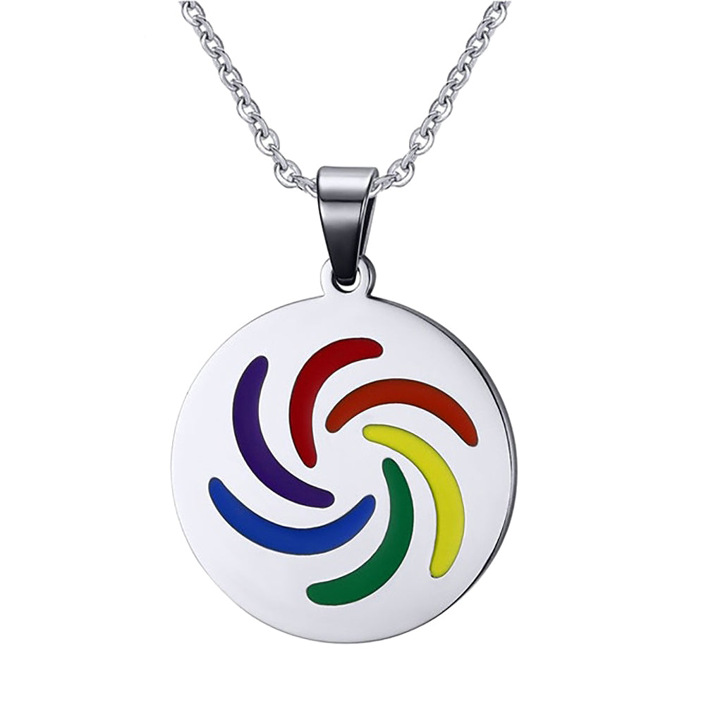 GUNGNEER Rainbow Pride Necklace Stainless Steel Gay Lesbian Jewelry Gift For Men Women