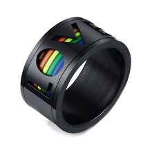 Load image into Gallery viewer, GUNGNEER Love Pride Ring Rainbow Stainless Steel LGBT Lesbian Gay Necklace Jewelry Set