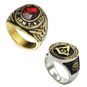 GUNGNEER Stainless Steel Military Army Signet Ring Set United State Army Jewelry Combo For Men
