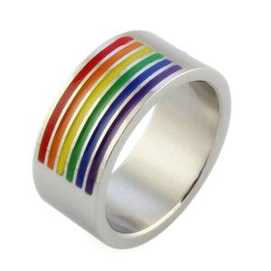 GUNGNEER Lesbian Gay Transgender Bisexual Pride Ring Rainbow Bracelet Jewelry Set
