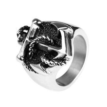 Load image into Gallery viewer, GUNGNEER USN Navy Anchor Ring Stainless Steel Military Nautical Jewelry Accessory For Men