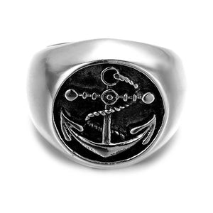 GUNGNEER Stainless Steel Marines US Navy Anchor Ring Nautical Jewelry Accessory For Men