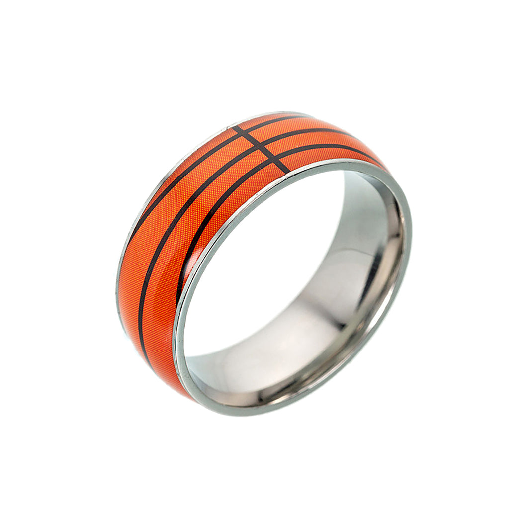 GUNGNEER Multicolor Basketball Ring Stainless Steel Sports Ring Jewelry For Men Boys