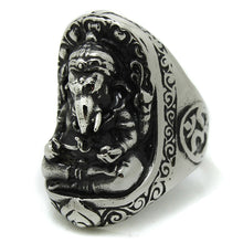 Load image into Gallery viewer, GUNGNEER Lord Ganesha Om Signet Ring Stainless Steel Strength Ohm Hindu Jewelry For Men