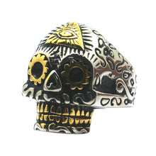 Load image into Gallery viewer, GUNGNEER Stainless Cool Eye Flower Sugar Skull Ring Gothic Biker Halloween Jewelry Accessories