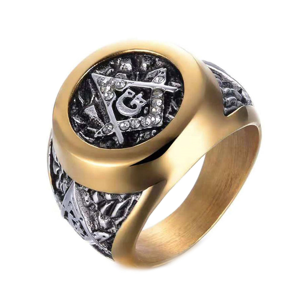 GUNGNEER Creative Freemasonry Ring Multi-size Stainless Steel Masonic Jewelry For Men