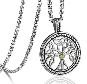 GUNGNEER Stainless Steel Celtic Tree of Life Pendant Necklace Infinity Ring Jewelry Set