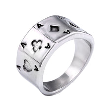 Load image into Gallery viewer, GUNGNEER Punk Rock Style Stainless Steel Men Ace of Spade Poker Ring Jewelry Accessories