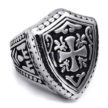 Load image into Gallery viewer, GUNGNEER Knights Templar Cross Armor Shield Ring with Bracelet Stainless Steel Jewelry Set