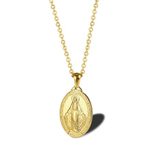 Load image into Gallery viewer, GUNGNEER Christian Virgin Mary Miraculous Medal Pendant Necklace Stainless Steel Jewelry