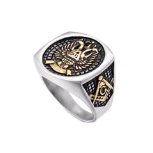 Load image into Gallery viewer, GUNGNEER Silver Scottish Rite Eagle Masonic Ring Freemasonry Signet Item Aceesory For Men