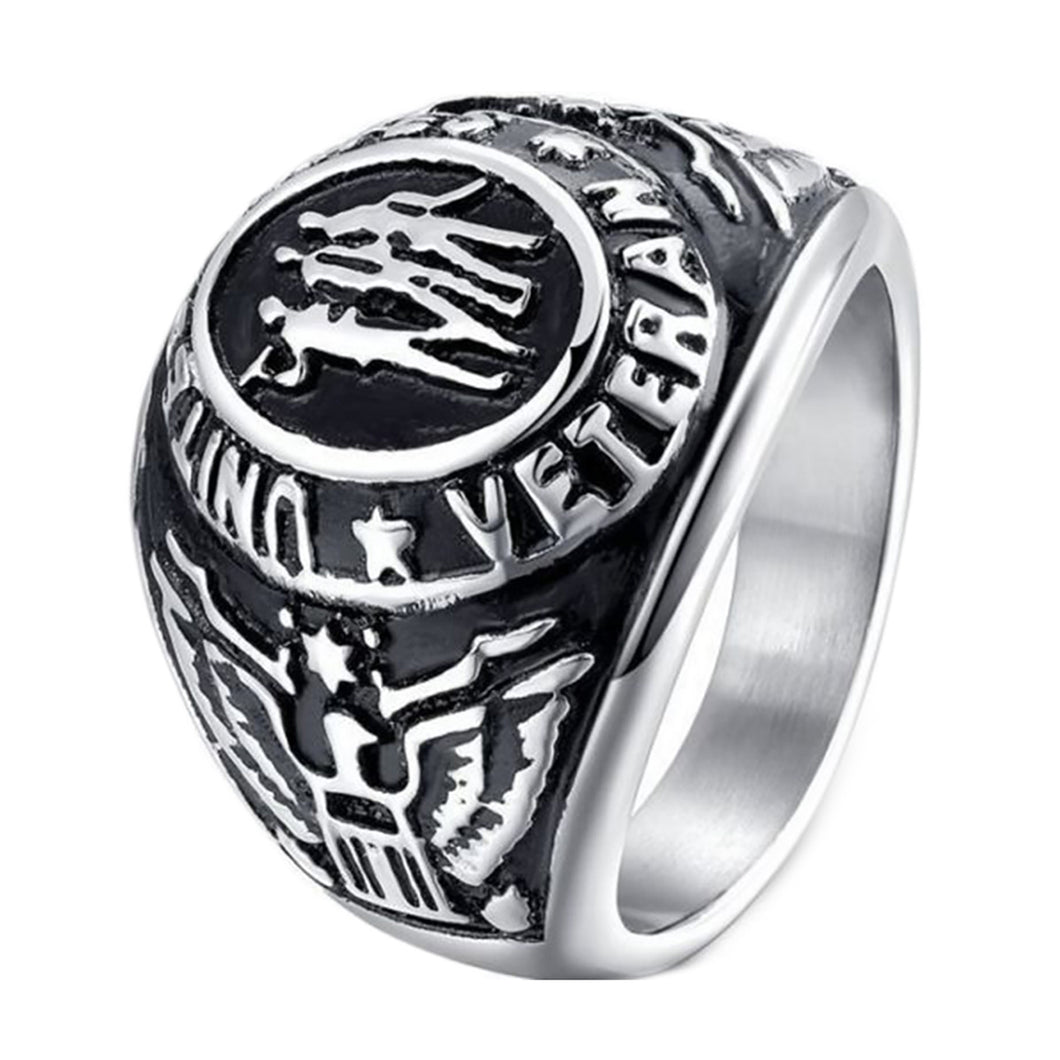 GUNGNEER Military Veteran Ring Stainless Steel United State Army Jewelry Accessory For Men