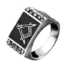 Load image into Gallery viewer, GUNGNEER Stainless Steel Freemason Ring Multi-size Master Mason Biker Ring Accessory For Men