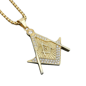 GUNGNEER Freemason Pendant Necklace Stainless Steel Occult Jewelry For Men