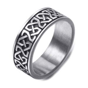 GUNGNEER Stainless Steel Ring Band Stainless Steel Celtic Knot Black Biker Jewelry