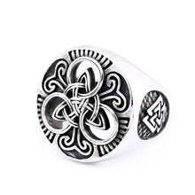 Load image into Gallery viewer, GUNGNEER Stainless Steel Celtic Knots Amulet Ring with Triquetra Necklace Jewelry Set Men Women