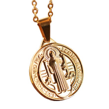 Load image into Gallery viewer, GUNGNEER Saint Benedict of Nursia Stainless Steel Pendant Necklace with Bracelet Jewelry Set