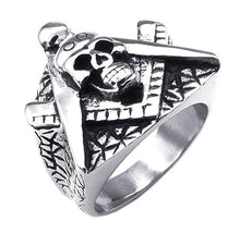 Load image into Gallery viewer, GUNGNEER Skull Masonic Ring Multi-size Stainless Steel Freemasonry Symbol Accessory For Men