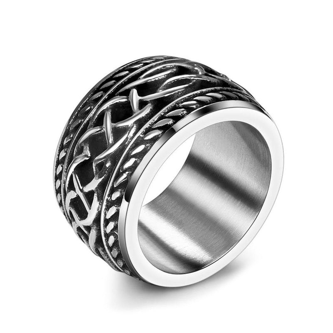 GUNGNEER Stainless Steel Irish Celtic Knot Punk Band Ring Jewelry Accessories Men Women