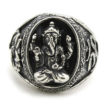 Load image into Gallery viewer, GUNGNEER Lord Ganesha Lotus Om Ring Stainless Steel Hindu Jewelry Accessory For Men