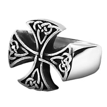 Load image into Gallery viewer, GUNGNEER Celtic Knot Trinity Cross Stainless Steel Ring Amulet Scandinavian Jewelry Men Women