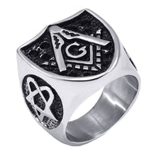 Load image into Gallery viewer, GUNGNEER Masonic Ring Multi-size Stainless Steel Mason Biker Signet Ring For Men