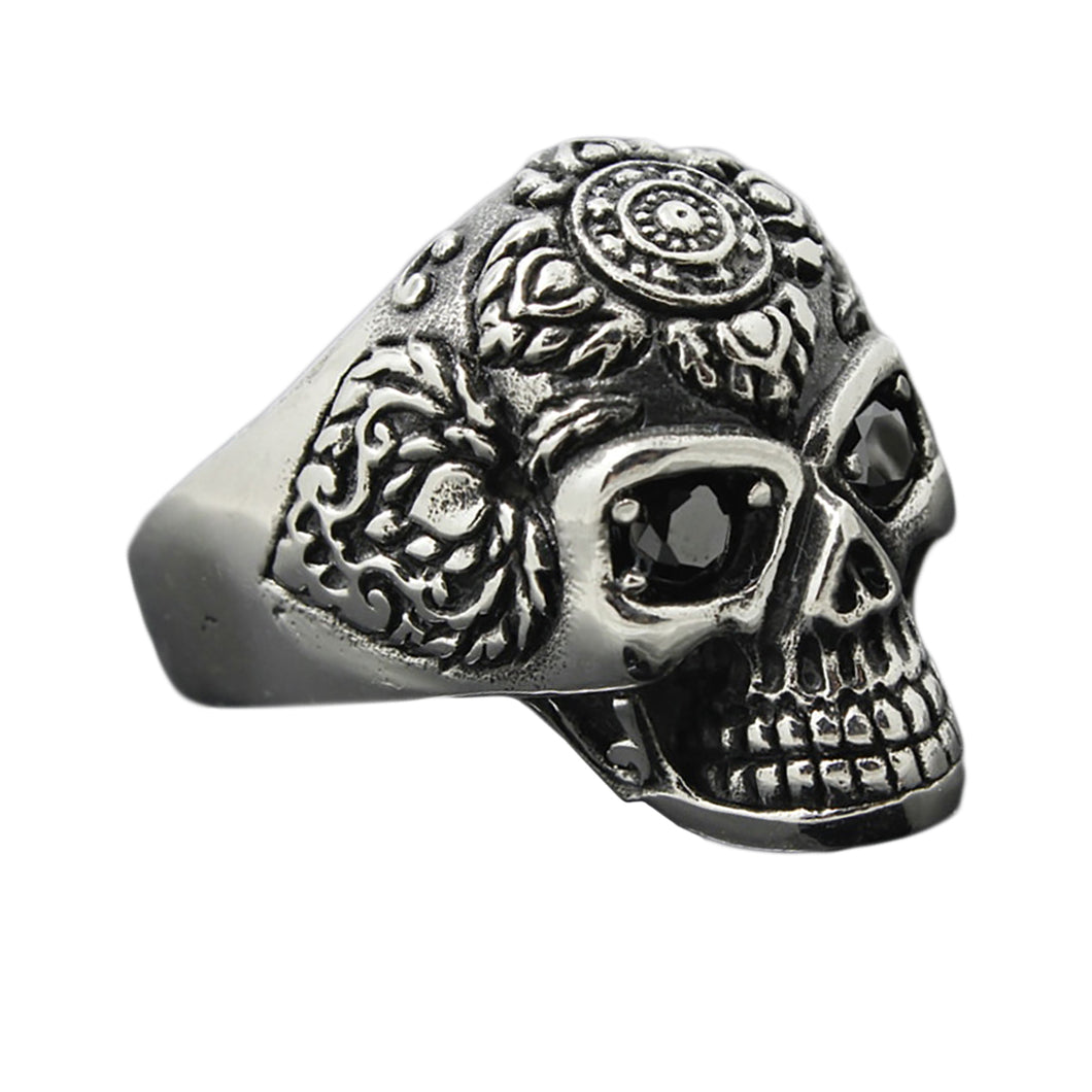GUNGNEER Stainless Steel Ghost Rider Skull Ring Skeleton Halloween Gothic Jewelry Accessories