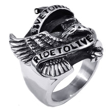 Load image into Gallery viewer, GUNGNEER Stainless Steel Motorcycle Eagle Biker Ring Jewelry Accessories Men Women