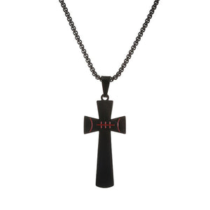 GUNGNEER Baseball Cross Necklace Stainless Steel Sports Jewelry Gift For Men Women