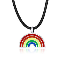 Load image into Gallery viewer, GUNGNEER Pride Rainbow Necklace Stainless Steel LGBT Ring Jewelry Set For Men Women