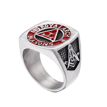 Load image into Gallery viewer, GUNGNEER Round Masonic Ring Multi-size Stainless Steel Freemason Jewelry For Men