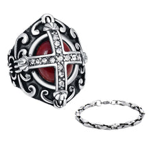 Load image into Gallery viewer, GUNGNEER Knights Templar Cross Shield Stone Ring with Bracelet Stainless Steel Jewelry Set