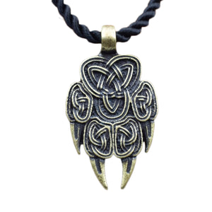 GUNGNEER Celtic Knot Wolf Paw Pendant Necklace Stainless Steel Amulet Jewelry Men Women