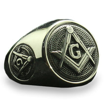 Load image into Gallery viewer, GUNGNEER Round Masonic Ring Multi-size Freemason Symbol Stainless Steel Jewelry For Men